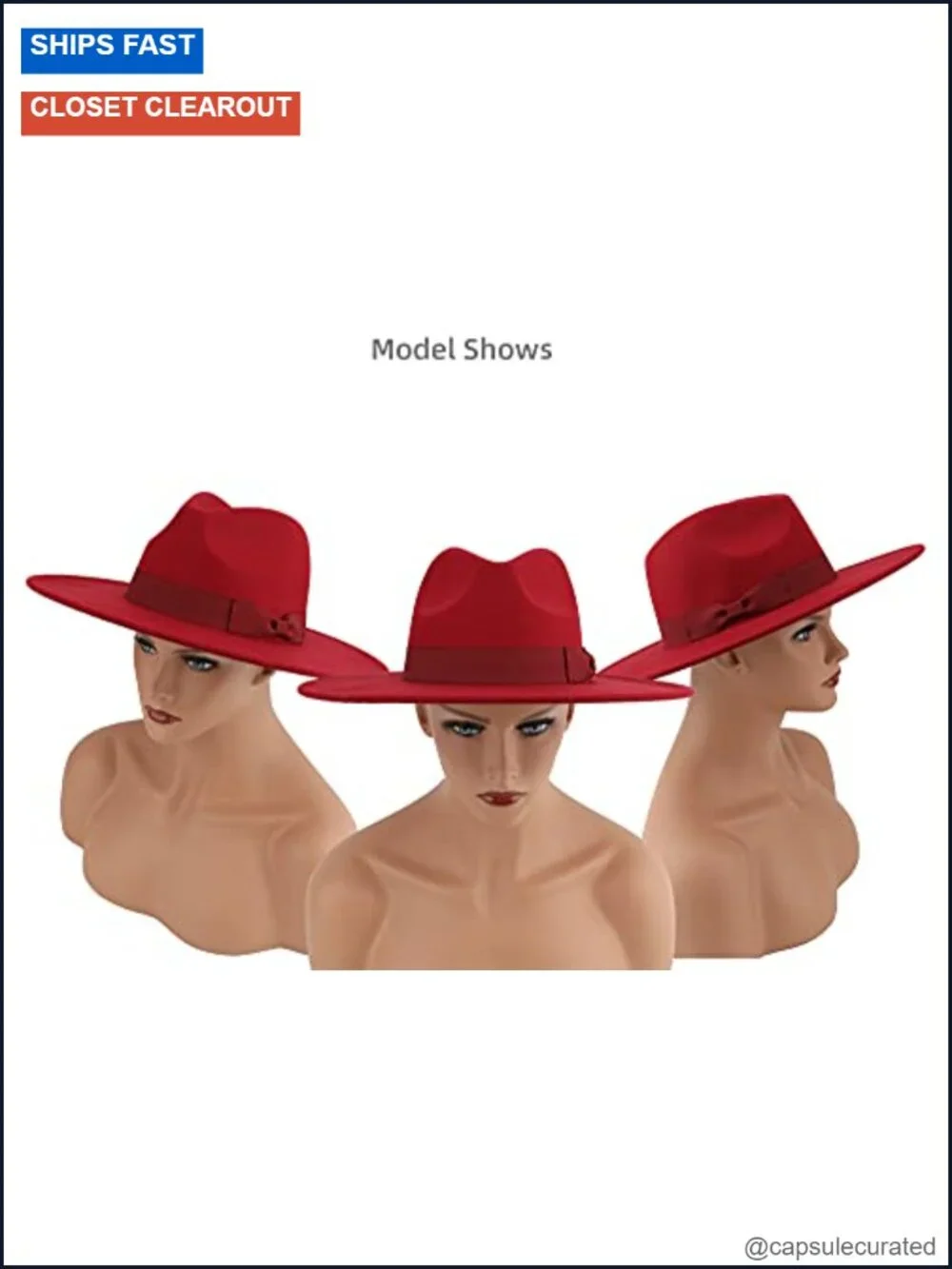 Wide Brim Fedora Hat Women's Wool Polyester Adjustable